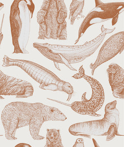 Arctic Animals - Tan on Cream