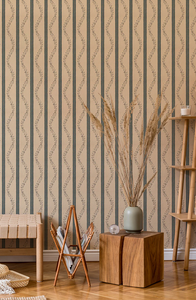 Fine Flower Stripe - Green
